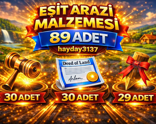 89 ADET EŞİT ARAZİ MALZEMESİ