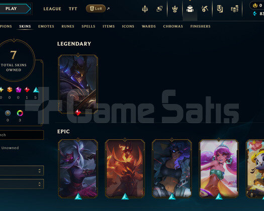 zed/kata/samira/yuumi skinli lol hesap gümüş 1