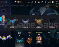 PLAT 3 10Skin 50k MÖ Yüksek elo hesap