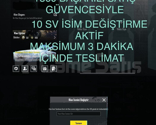 10 SV İSİM AKTİF KLAN SERİ ANLIK TESLİMAT NOKTASI