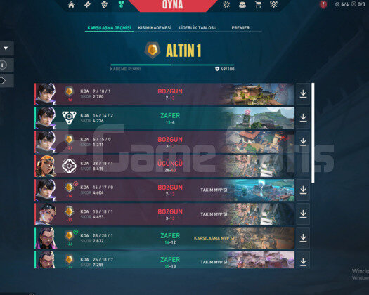 VALORANT SKİNLİ YÜKSEK MMR HESAP