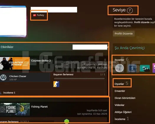 10 MADALYALI 23 LV 2150 TL STEAM OYUN ENVANTERLİ M