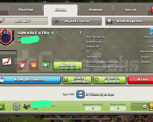 23 SEVİYE USTA 1 LİG KLANI