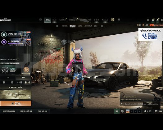 PUBG HESAP YT ASTON MARTINLI