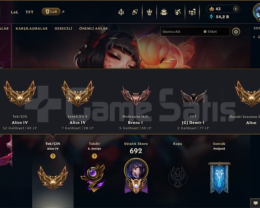 1173 KOSTÜM 407 LVL 54K ÖZ EFSANE DOLU MAİL HESAP