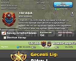 !! 17 SEVİYE+BAŞKENT 9+EFSANE GÜNLÜKLÜ KLAN !!