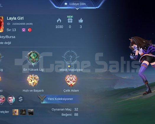 Mlbb Epik Fresh 65 Ka Sp Temiz Smurf Hesap