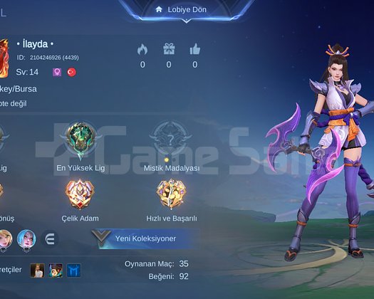 MOBİLE LEGENDS EPİK 68 KA SP TEK BAĞ HESAP