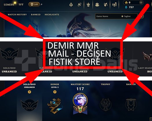 47 LVL + 5 SKİN + DEMİR MMR + MAİL DEĞİŞEN !!