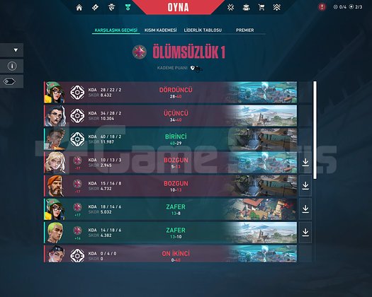 GÜNCEL İMMORTAL 1 YÜKSEK MMR SKİNLİ HESAP