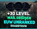 EUW + UNRANKED + 30 LVL + MAİL ONAYSIZ + HESAPLAR!