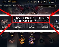 EUW / 49 LVL + 10 SKİN + 68K ÖZ + BRONZ 2 !!