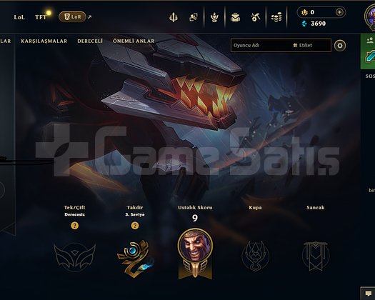 EUW UNRANKED HAZIR TEMİZ HESAP 2 SKIN