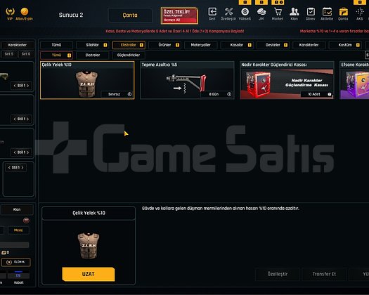 Sınırsızlı 33K Materyalli 55 Seviye Zula Hesabı