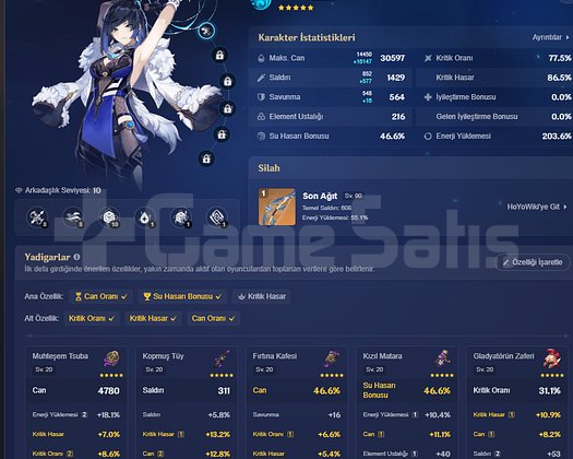 SATILIK GENSHIN HESABI 1.0 dan 3.2 ye kadar