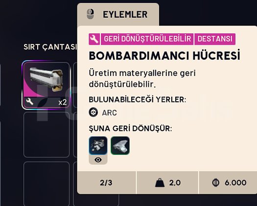Bombardımancı hücresi x6