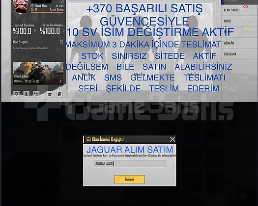 10 SV İSİM AKTİF KLAN SERİ TESLİMAT NOKTASI