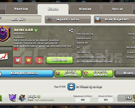 30 Sv AKINCILAR Klanı  BB18 hesabıyla birlikte