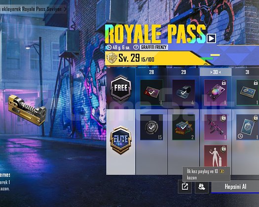 Royale Pass Açık başlangıç hesabı +20 uc
