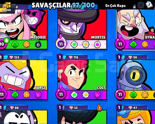 Brawlstars acil satılıktır pazarlık var 97karakter