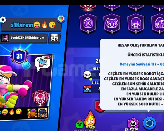 Brawlstars acil satılıktır pazarlık var 97karakter