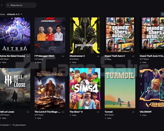 Epic games hesap oyunlar ve assetler