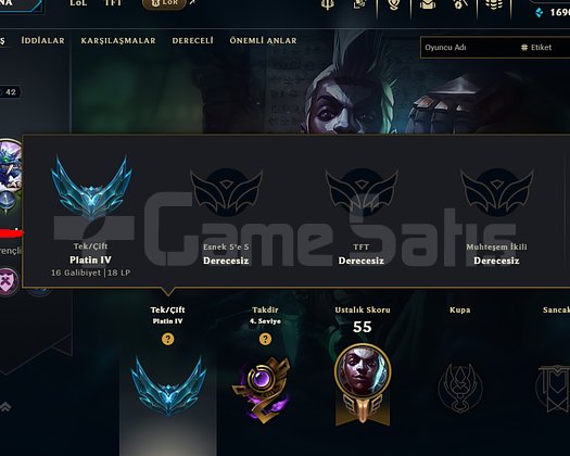 EUW PLAT 4 ELLE KASILMIŞ HESAP