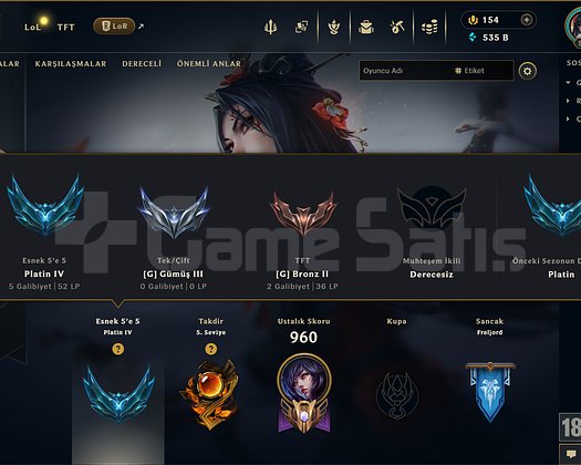 485 KOSTÜM 535K ÖZ 570 LVL EFSANE DOLU MAİL HESAP