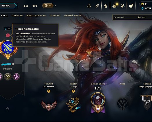 TR 92 LVL 24 KOSTÜM ÇELİK İNTİKAM MF UYGUNA LOL HE
