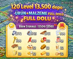 120 LEVEL 13.500 DEPO FULL MALZEME DOLU HESAP