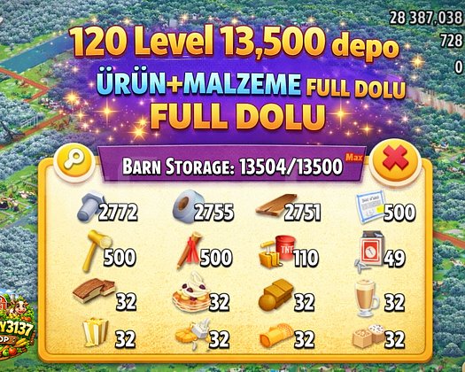 120 LEVEL 13.500 DEPO FULL MALZEME DOLU HESAP