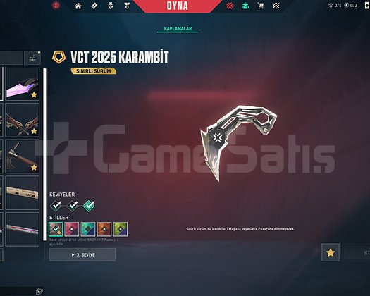 VCT 2025 KARAMBİT SERİ TETİK SHERİFF ARCANE VANDAL