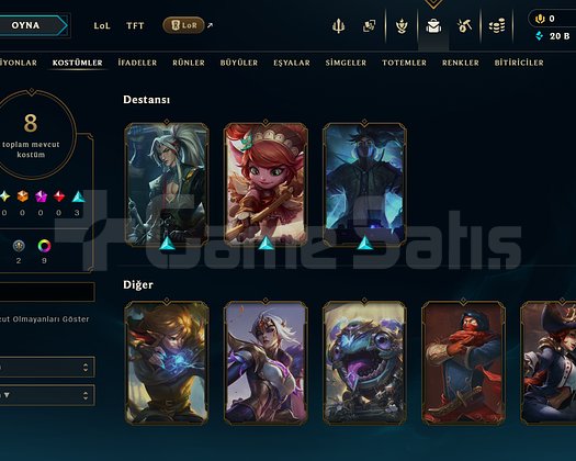 TR // 8 SKIN // PLAT BİTİK // RANKED READY +20K BE