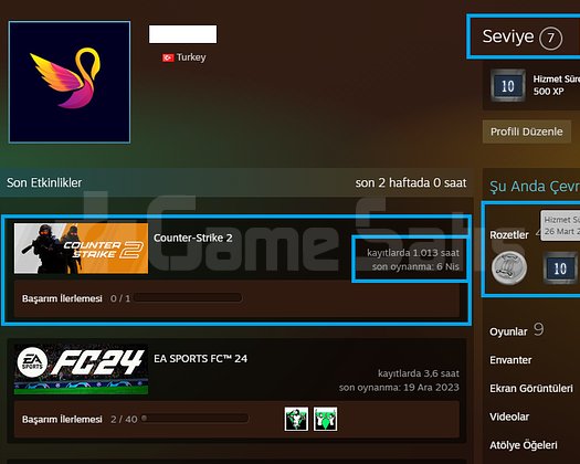 FACEİT+8 MADALYA 325 WİN 1013 SAAT SEÇKİN