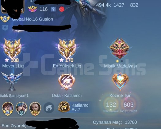 Global Unvanlı Gusion hesap + Aktif global Gusion