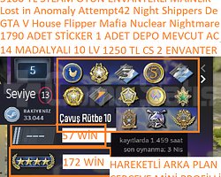 14 MADALYALI 10 LV 1250 TL CS 2 ENVANTERLİ GTA V M