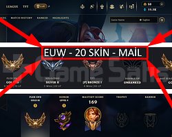 EUW / 73 LVL + 20 SKİN + GÜMÜŞ 2 + MAİL !!!!!