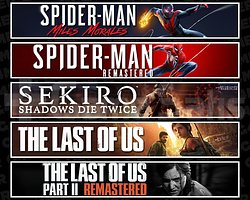 Miles + Spider 1 + Sekiro + TLOU1 + TLOU2