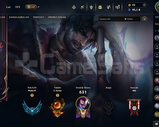 LOL + VALORANT HESAP TR PLAT 4