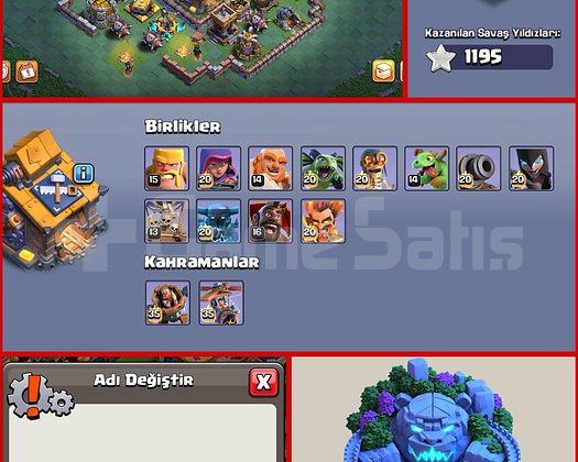 MAX EKİPMAN!! ÜCRETSİZ İSİM!! TH18 MAX HESAP