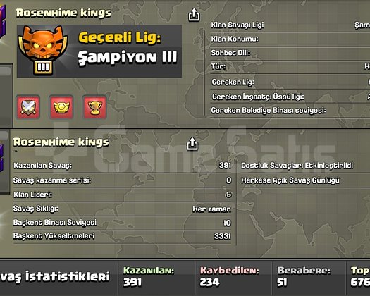24 SEVİYE ROSENHİME KİNGS ŞAMPİYON 3 LİGİ