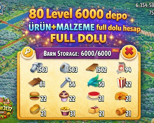 80 LEVEL 6000 DEPO FULL MALZEME DOLU HESAP