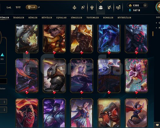 412 LEVEL / 287 SKİN / FUL HERO +1.3K RP +MAİL