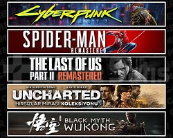 Cyberpunk + Spider 1 + TLOU2 + Uncharted + Wukong