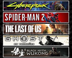 Cyberpunk + Spider 2 + TLOU1 + Tsushima + Wukong