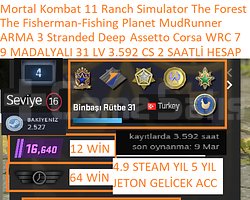 9 MADALYALI 31 LV 3.592 CS 2 SAATLİ ARMA 3 Mortal