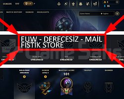 EUW / 38 LVL + 1 SKİN + DERECESİZ + MAİL !!