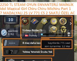 7 MADALYALI 25 LV 2250 TL STEAM OYUN ENVANTERLİ MA