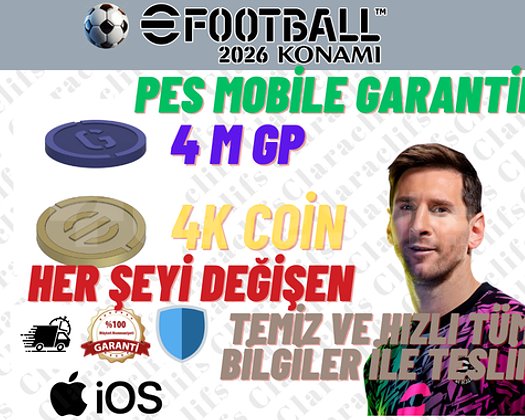 EFOOTBALL IOS 4K COIN + 4M GP GP SORUNSUZ +5