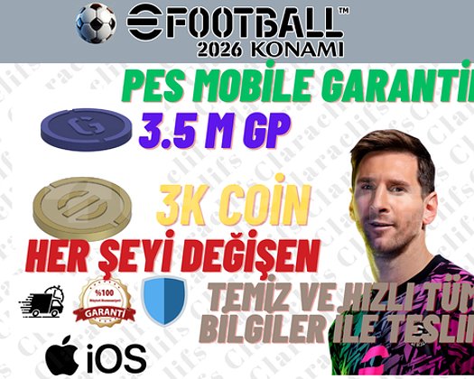 EFOOTBALL IOS 3K COIN + 3.5M GP GP SORUNSUZ +5